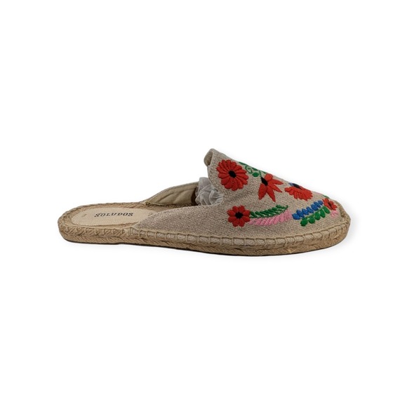 Soludos Madewell Ibiza Embroidered Mule Espadrille Sand Floral Slip On Shoes 7 - Picture 1 of 7